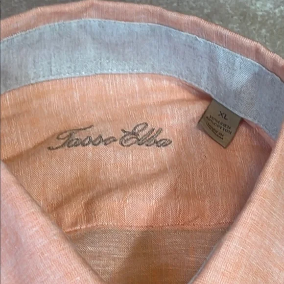 Tasso‎ Elba Orange Casual Button Down Shirt linen/cotton blend - Picture 2 of 8